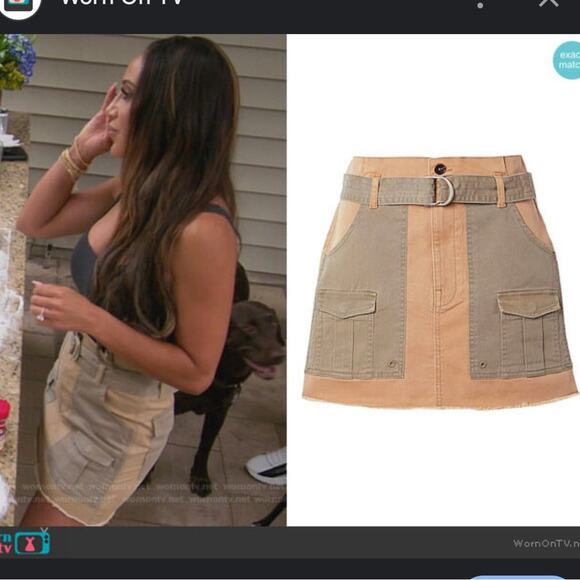 FRAME nwot Two-Tone Belted paper bag cargo skirt size 26